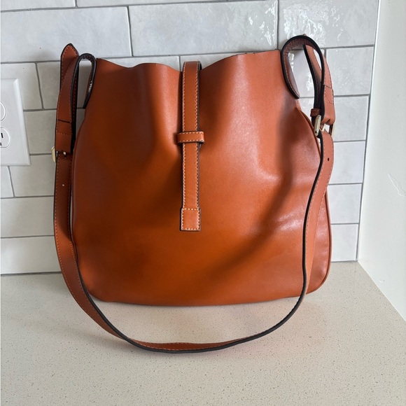 Co Lab Leather Shoulder Crossbody Brown Bag Purse removable insert NWOT - Picture 1 of 11